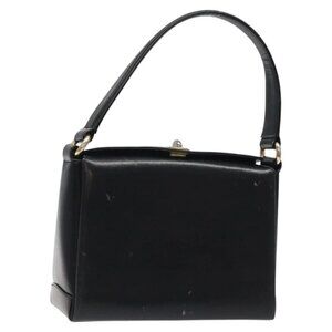 GUCCI Hand Bag Leather Black Gold